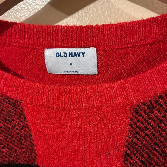 Old navy red black checkers sweater M - Picture 3 of 4